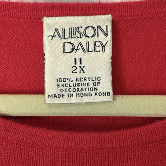 Vintage Allison Daley Red Crewneck Sweater 2X winter holiday dressy office party - Picture 3 of 9